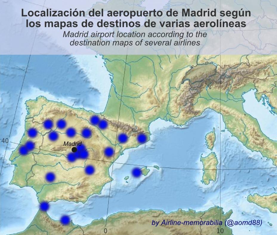 kat jeyografik nan Madrid ayewopò destinasyon yo