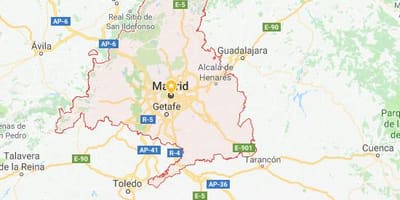 Kat jeyografik la nan Madrid ak nan vwazinaj lavil